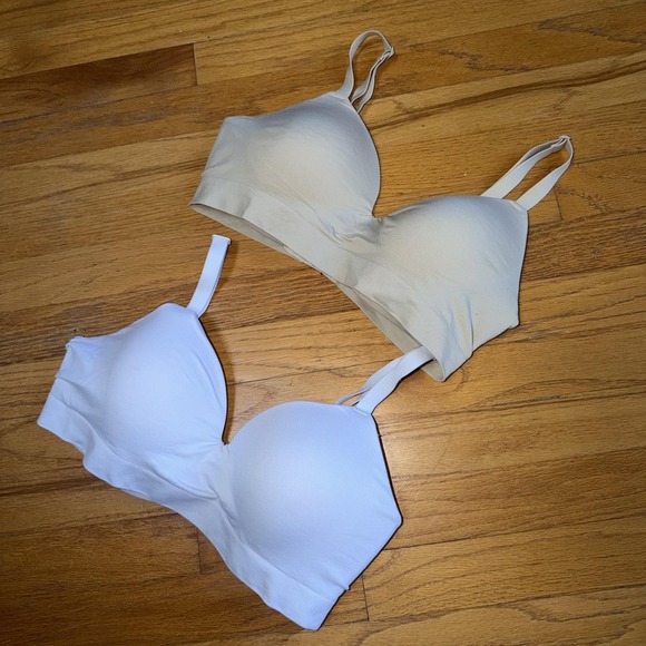 Truekind‎ Bra Womens Large White Beige Wireless Padded Seamless Lot Of 2 - Picture 2 of 6